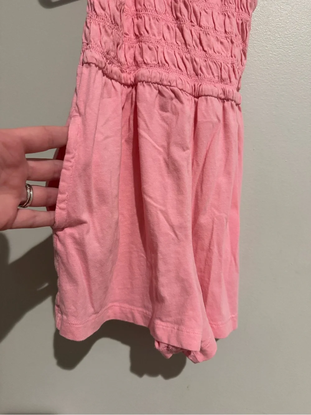 Size 6/7- Old Navy Girls' Pink Smocked Cotton Romper